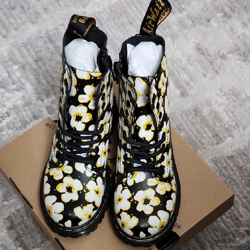 Floral Black and White Boots